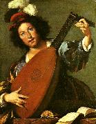 Bernardo Strozzi lutspelare France oil painting artist